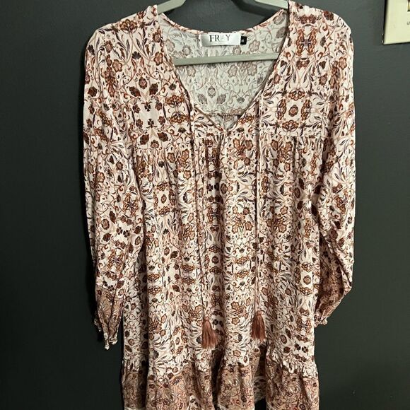 FRAY Boho Long Sleeve Dress Size Small - Picture 1 of 17